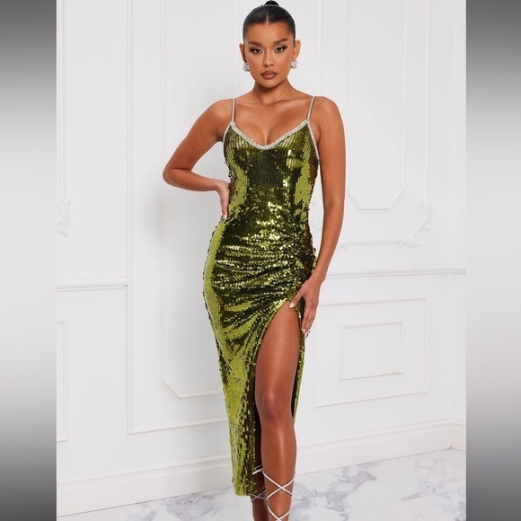 Sequin Green Maxi Dress - Picture 1 of 13
